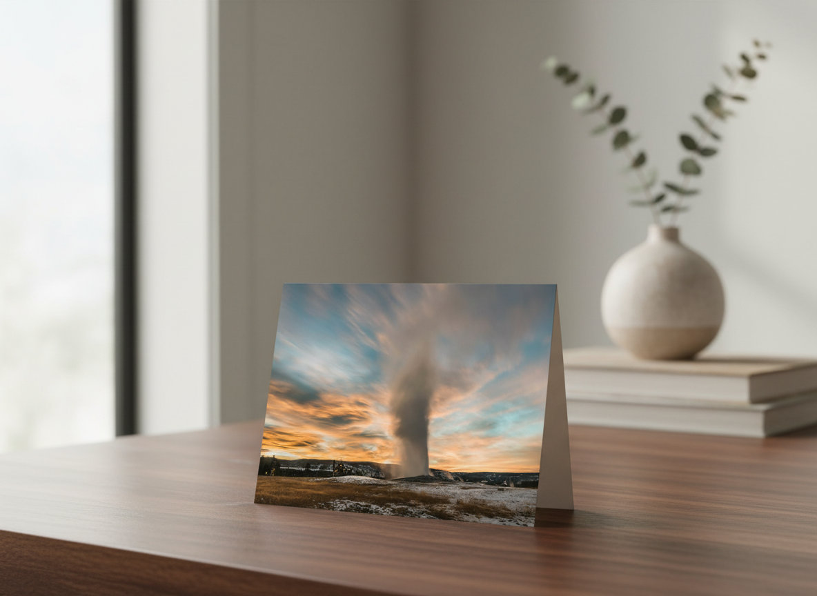 Old Faithful Geyser Sunset in Yellowstone Photograph