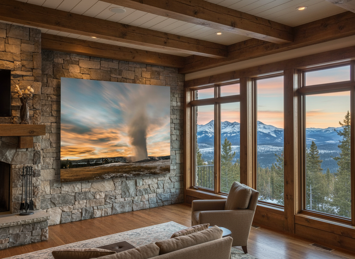 Old Faithful Geyser Sunset in Yellowstone Photograph