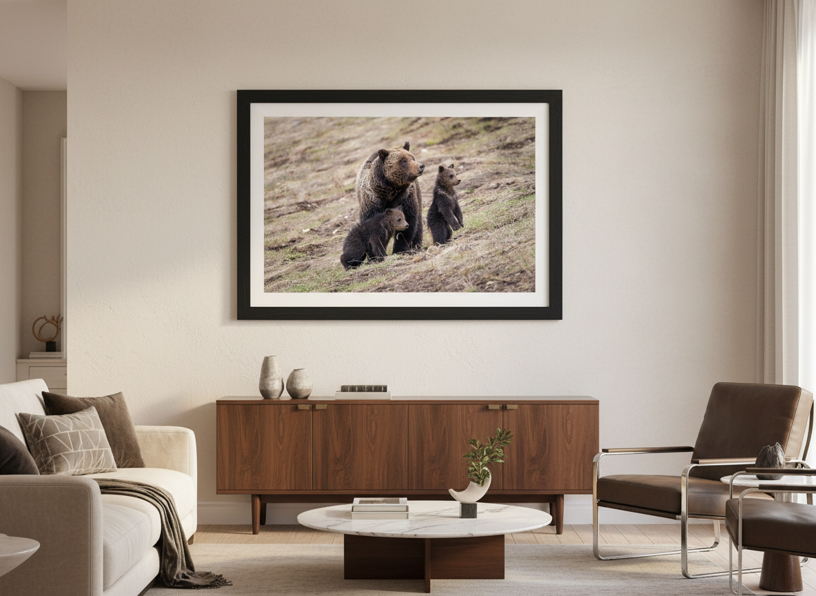 Grizzly Bear Felecia with Cubs Photograph
