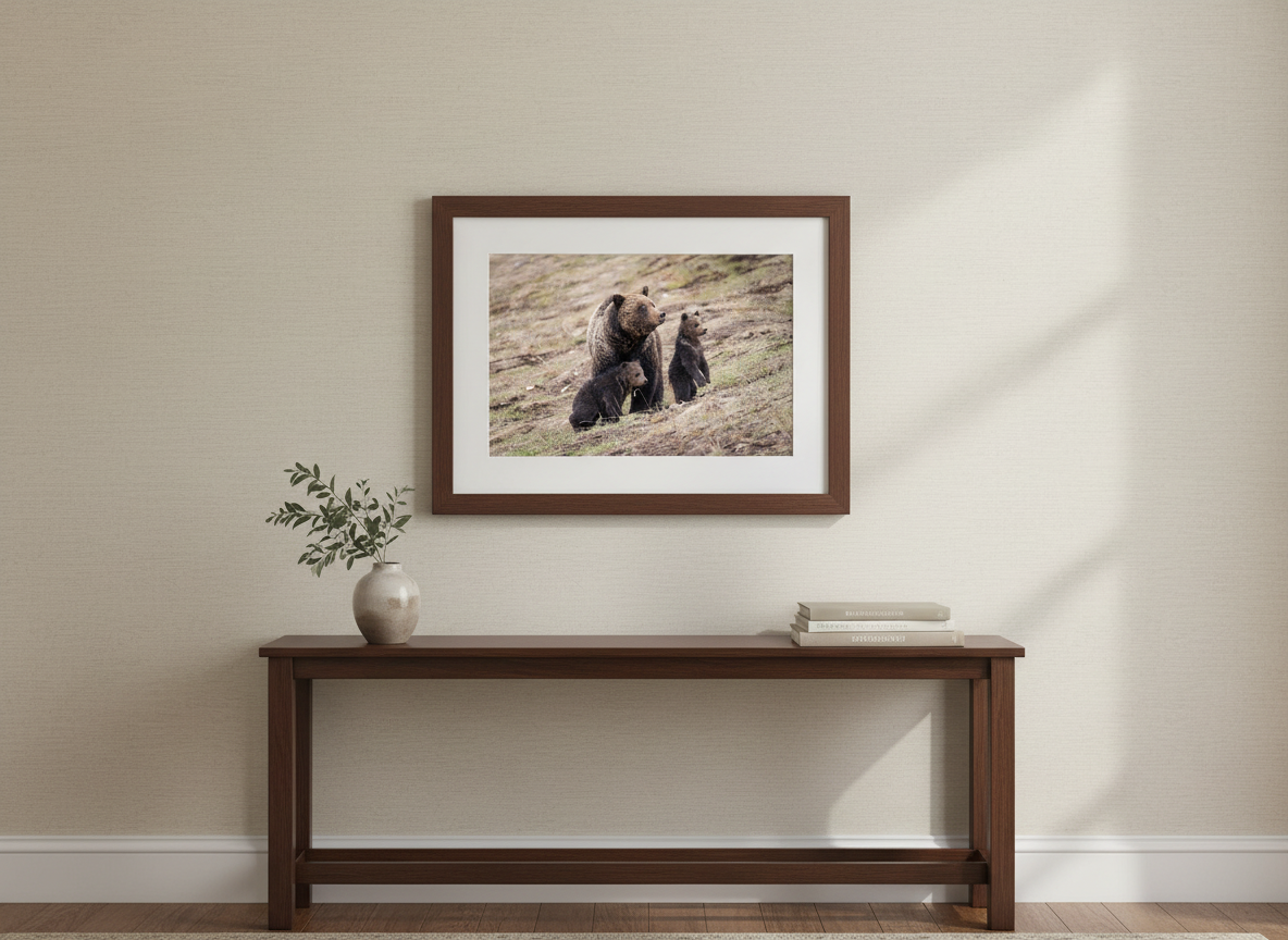 Grizzly Bear Felecia with Cubs Photograph