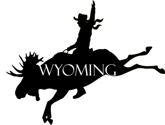 Bucking Bronco Bull Moose Wyoming Sticker