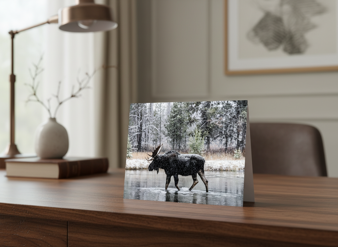 Bull Moose in Snow Storm Photograph