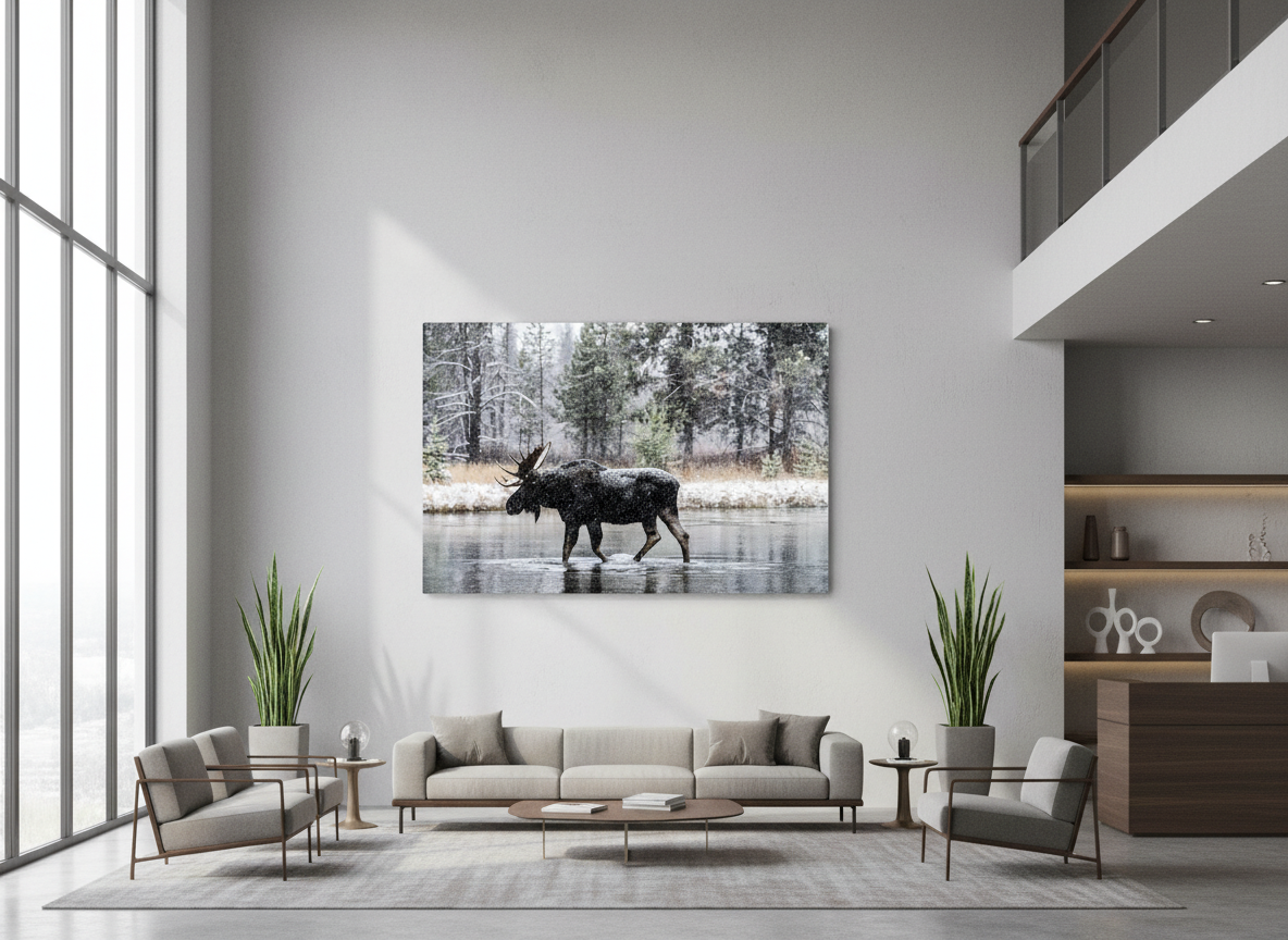 Bull Moose in Snow Storm Photograph
