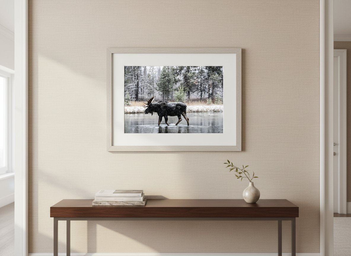 Bull Moose in Snow Storm Photograph