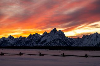 Sunset over Fence in Grand Teton Photo