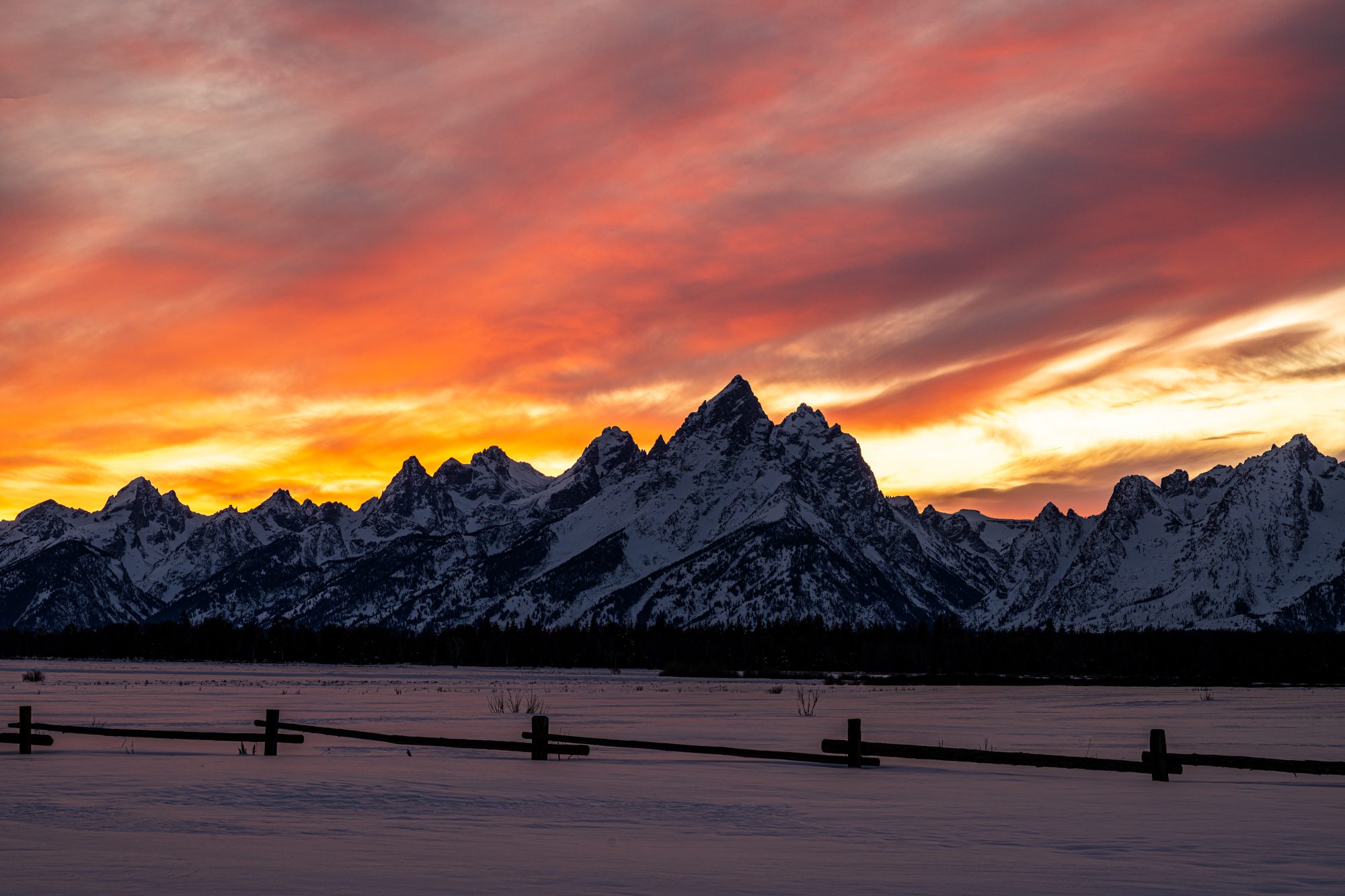 Sunset over Fence in Grand Teton Photo