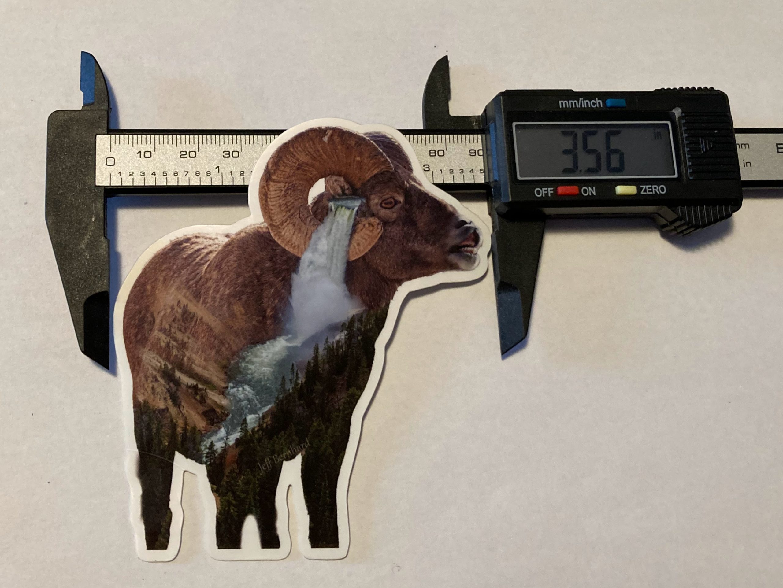 Big Horn Sheep Ram with Yellowstone Falls Sticker - Image 4