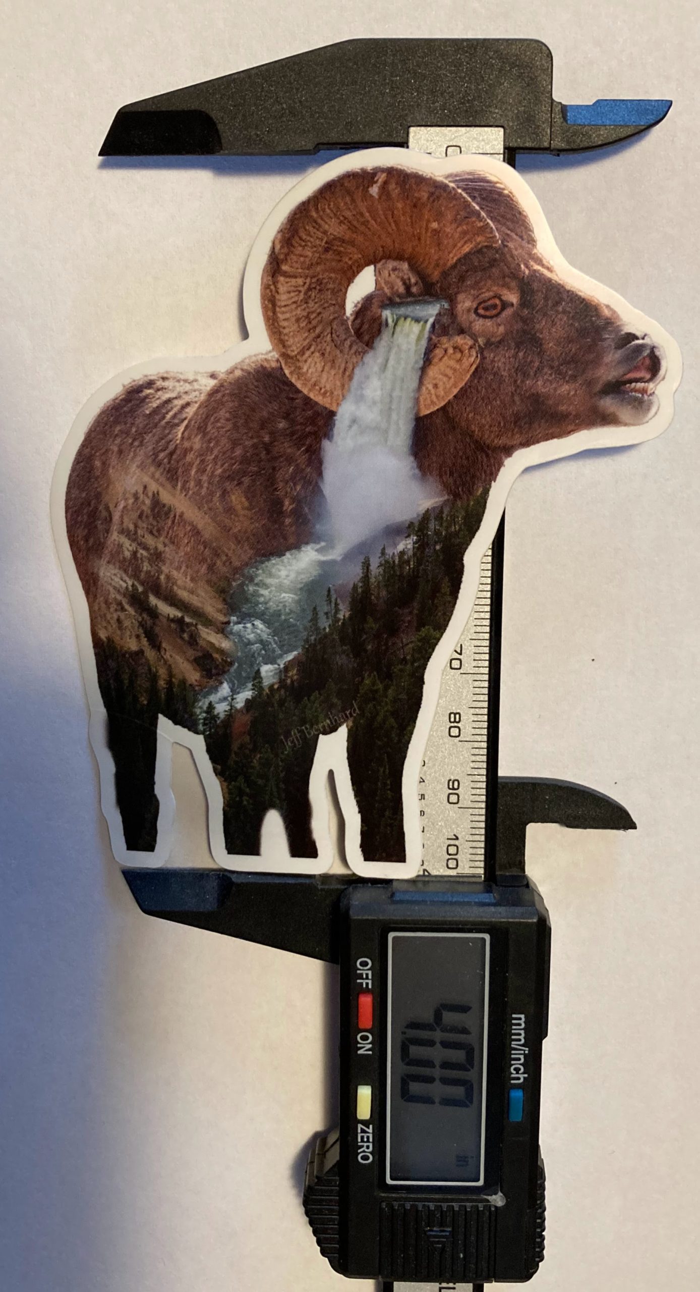 Big Horn Sheep Ram with Yellowstone Falls Sticker - Image 5