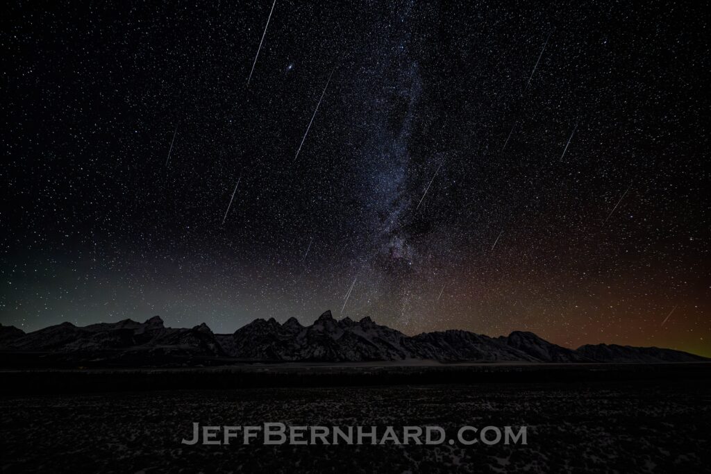 The Geminids meteor shower over Grand teton national park