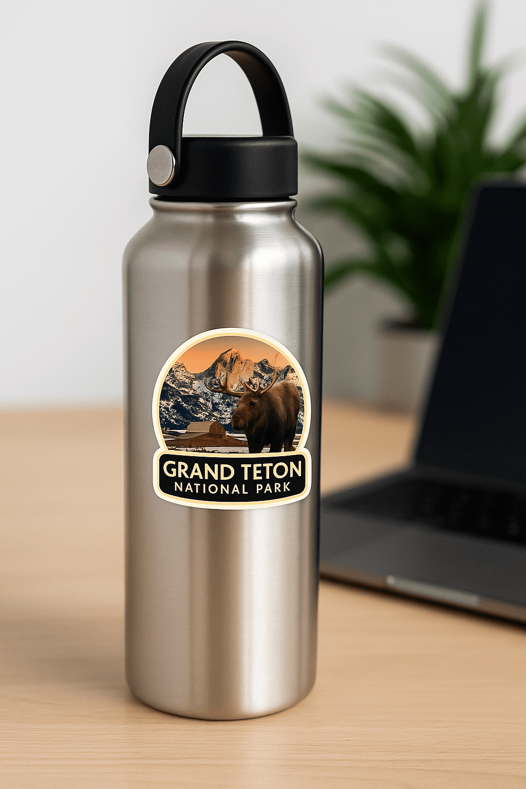 Moulton Barn with Moose in Grand Teton National Park Sticker