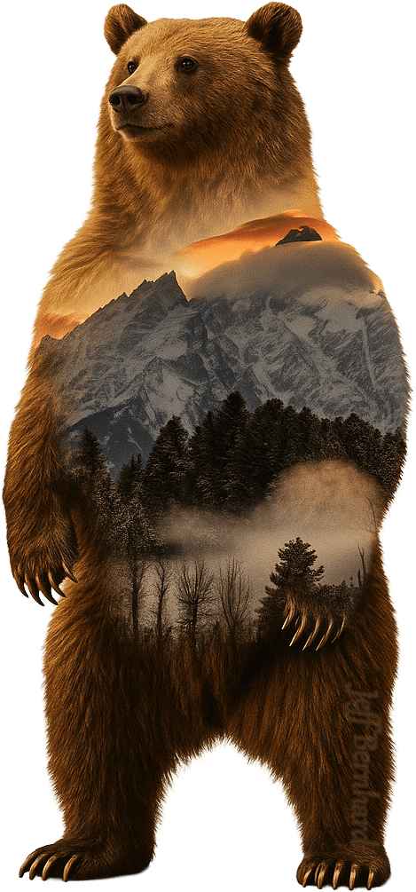 Grizzly Bear Standing with Tetons Sticker