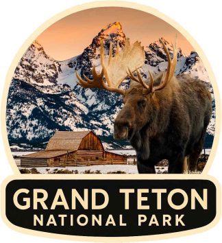 Moulton Barn with Moose in Grand Teton National Park Sticker