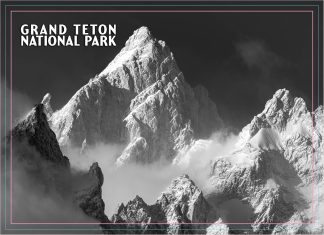 Grand Teton Black and White Mountain Postcard – Grand Teton National Park